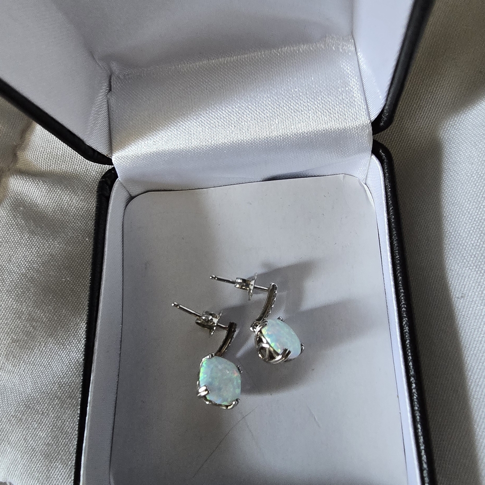 Elegant Silver Opal Earrings